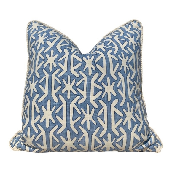 Thibault Accents Thibaut Quadrille Pillow Light Blue Embellished
